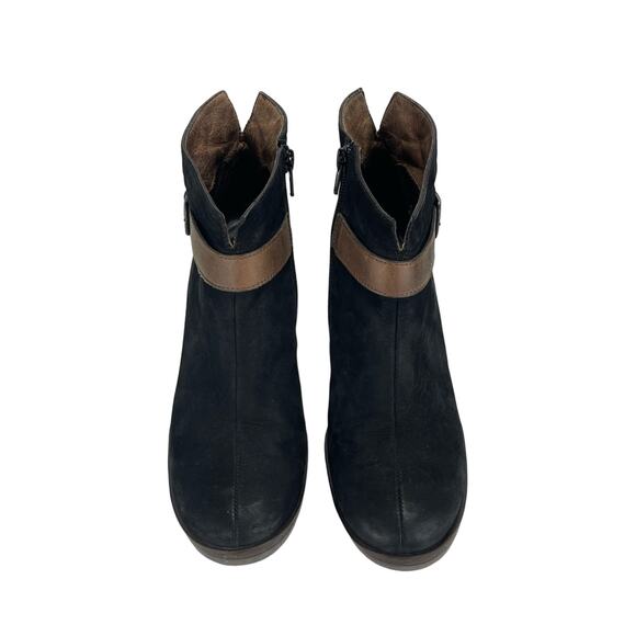 Paul Green Black Heeled Ankle Boot Sz 7.5 Leather Vintaged Finish Padded footbed - Picture 12 of 14